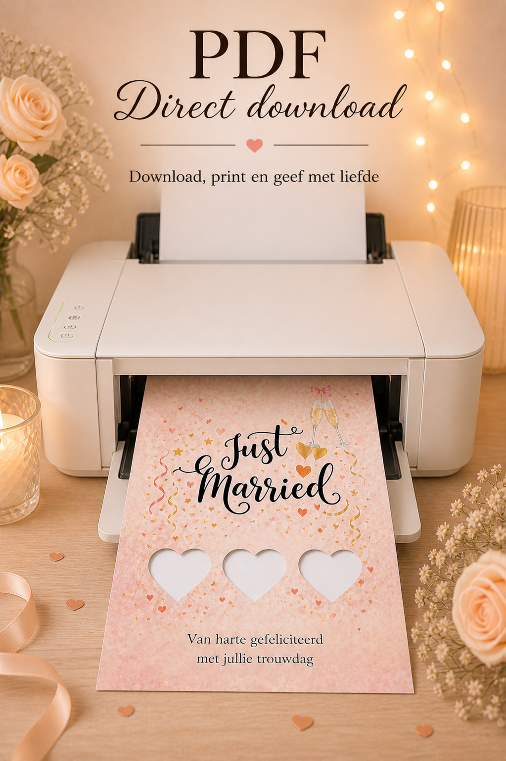 Last Minute Bruiloft Geldcadeau – PDF Direct Download – Just Married