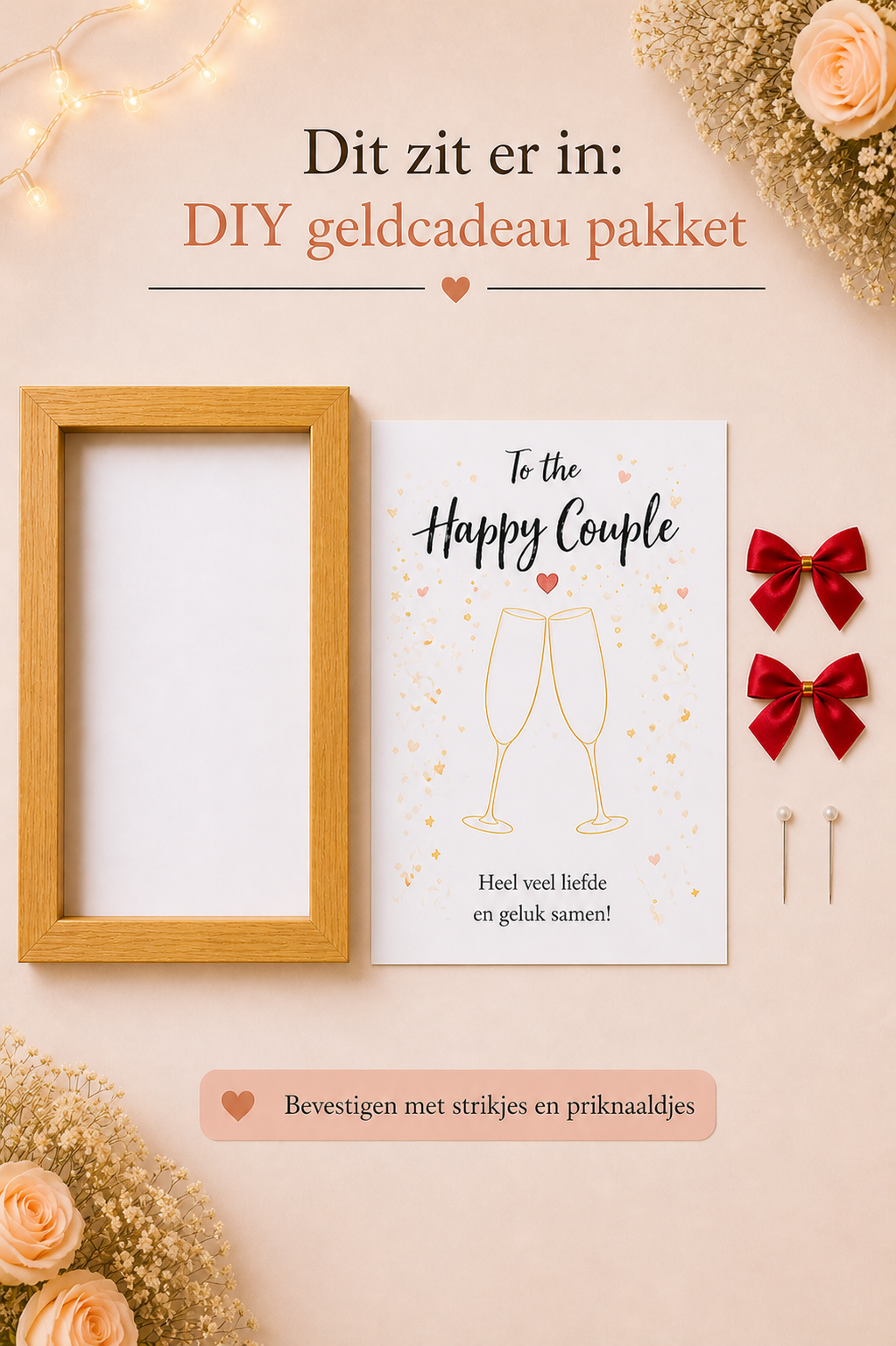 Bruiloft DIY Geldcadeau – To The Happy Couple Huwelijkscadeau in Lijst