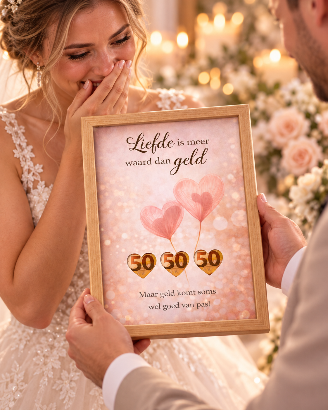 Bruiloft DIY Geldcadeau – Liefde is Meer Waard - Huwelijkscadeau in Fotolijst