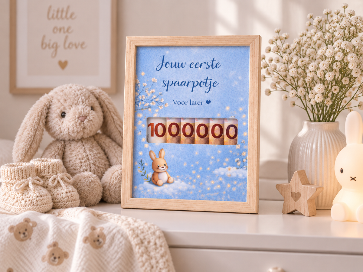 Geldcadeau Geboorte DIY Pakket – Jouw 1e spaarpotje – Blauw