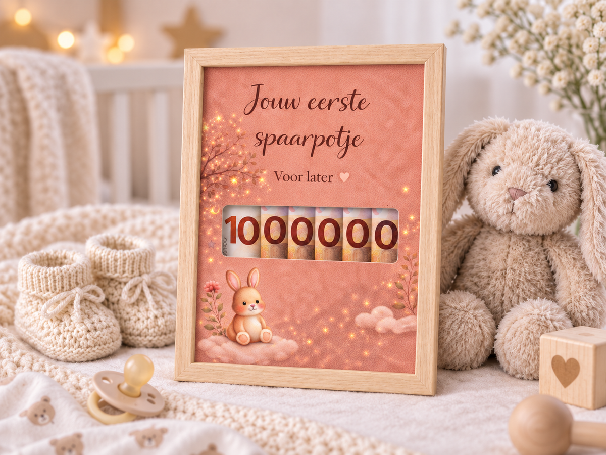 Geldcadeau Geboorte DIY Pakket – Jouw 1e spaarpotje – Roze