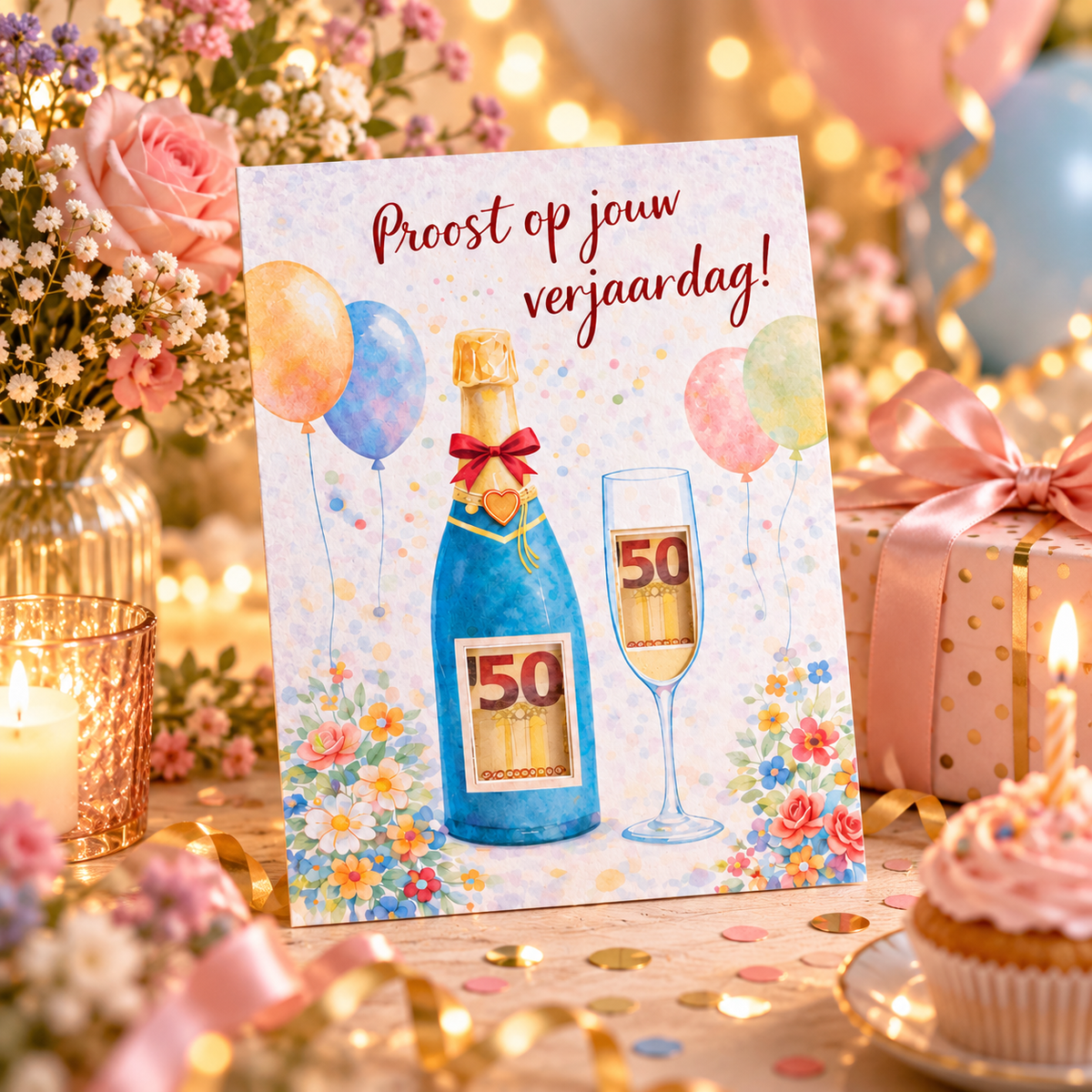 Last Minute Verjaardag Geldcadeau - PDF Direct Download – Proost op je verjaardag – Groene fles