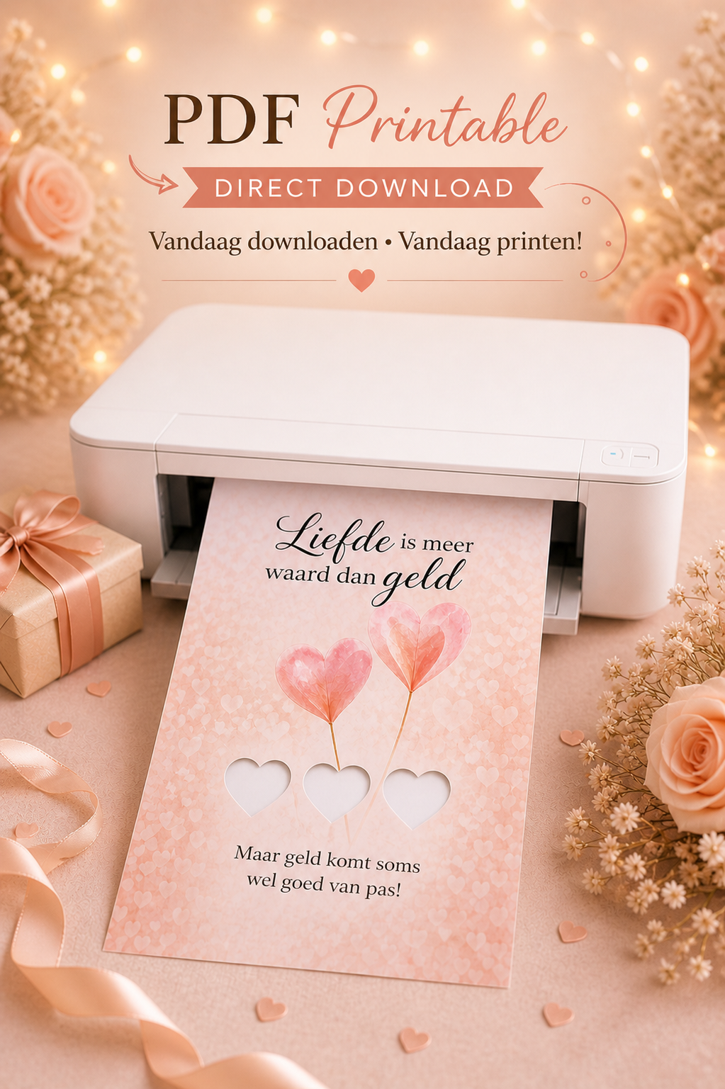 Last Minute Bruiloft Geldcadeau – PDF Direct Download – Liefde is Meer Waard