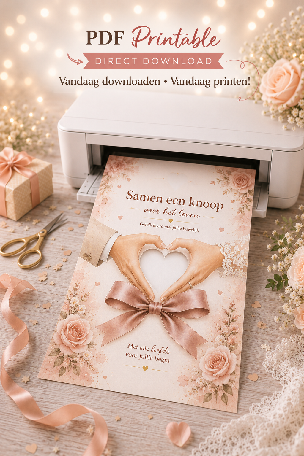 Last Minute Bruiloft Geldcadeau – PDF Direct Download – Knoop voor het leven