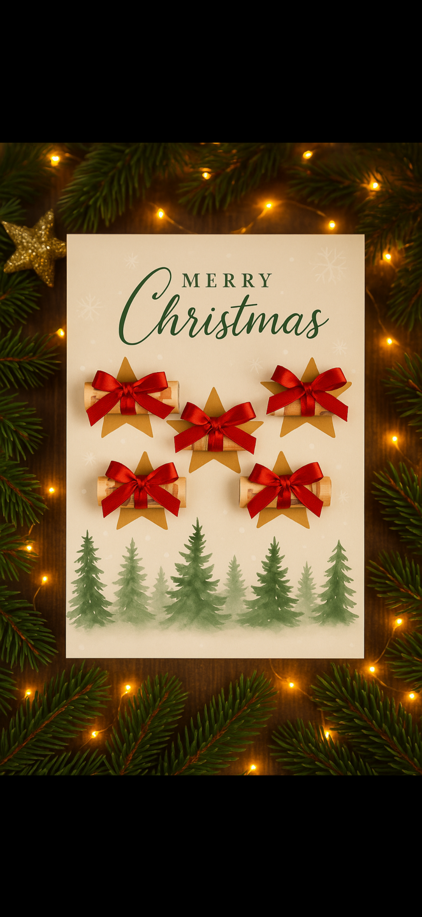 🌟 Merry Christmas – 5 Sterren vol Geluk en Glans | PDF Geldcadeau