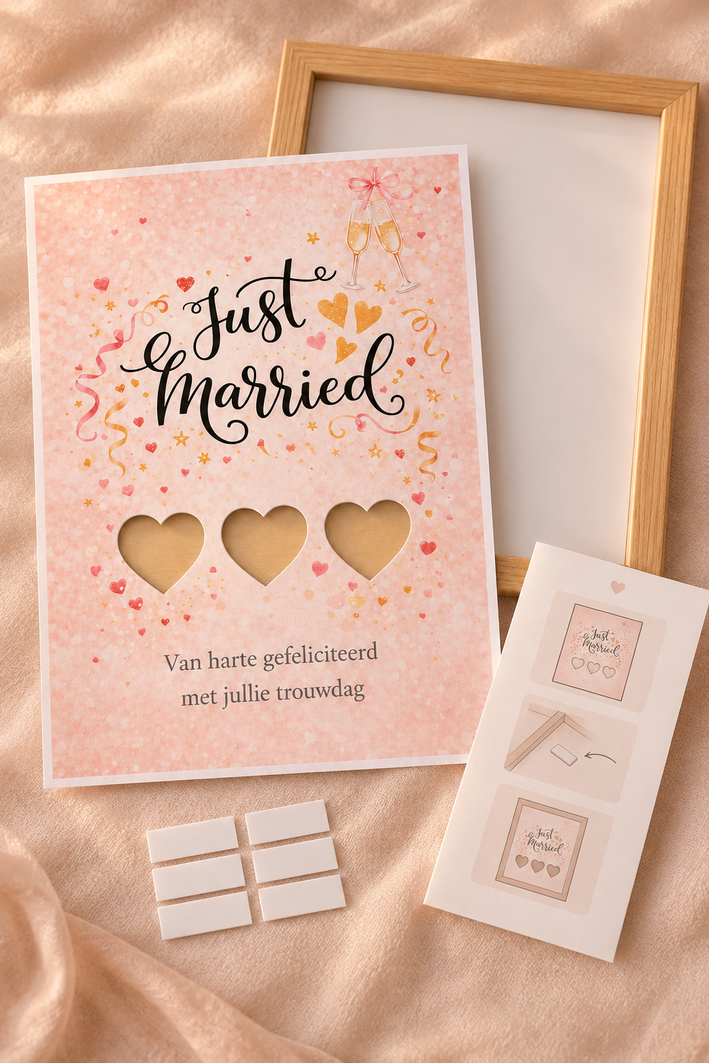 Bruiloft DIY Geldcadeau – Just Married - Huwelijkscadeau in Fotolijst