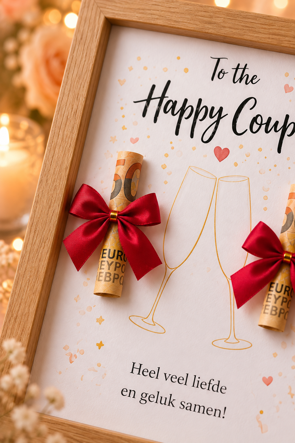 Bruiloft Geldcadeau DIY – To the Happy Couple - Origineel Huwelijkscadeau in Fotolijst