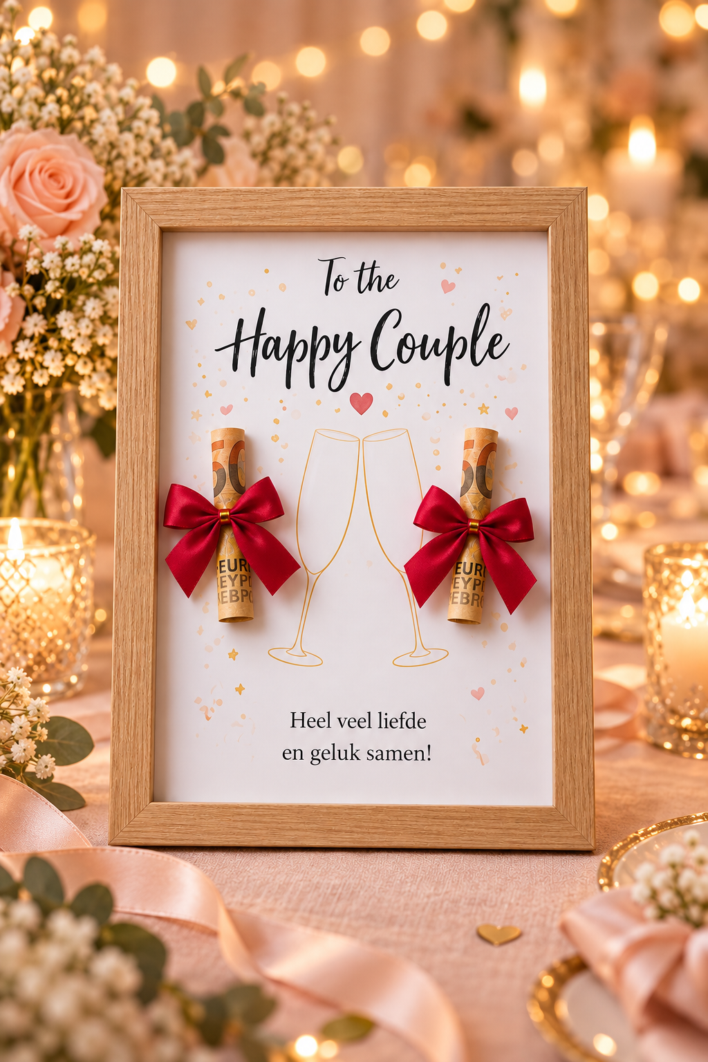 Bruiloft Geldcadeau DIY – To the Happy Couple - Origineel Huwelijkscadeau in Fotolijst