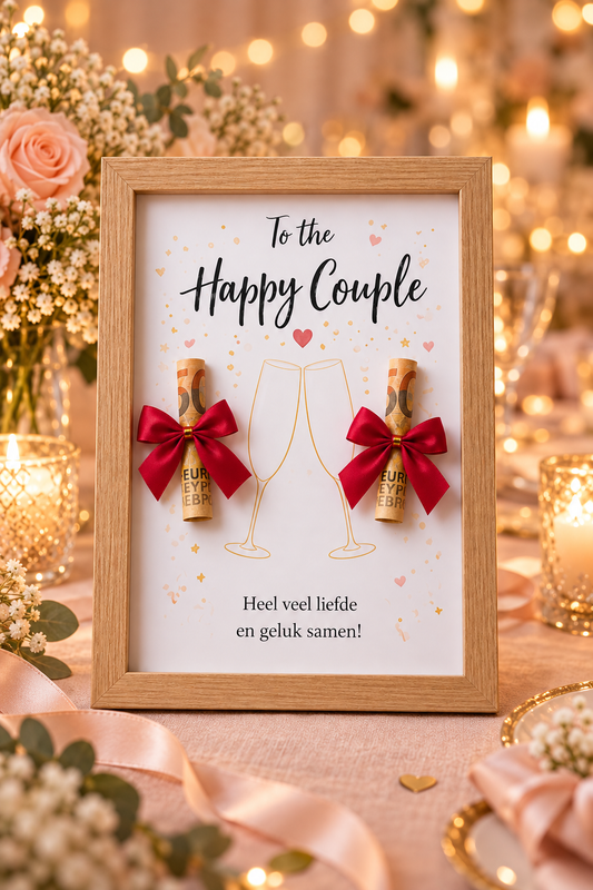 Bruiloft Geldcadeau DIY – To the Happy Couple - Origineel Huwelijkscadeau in Fotolijst