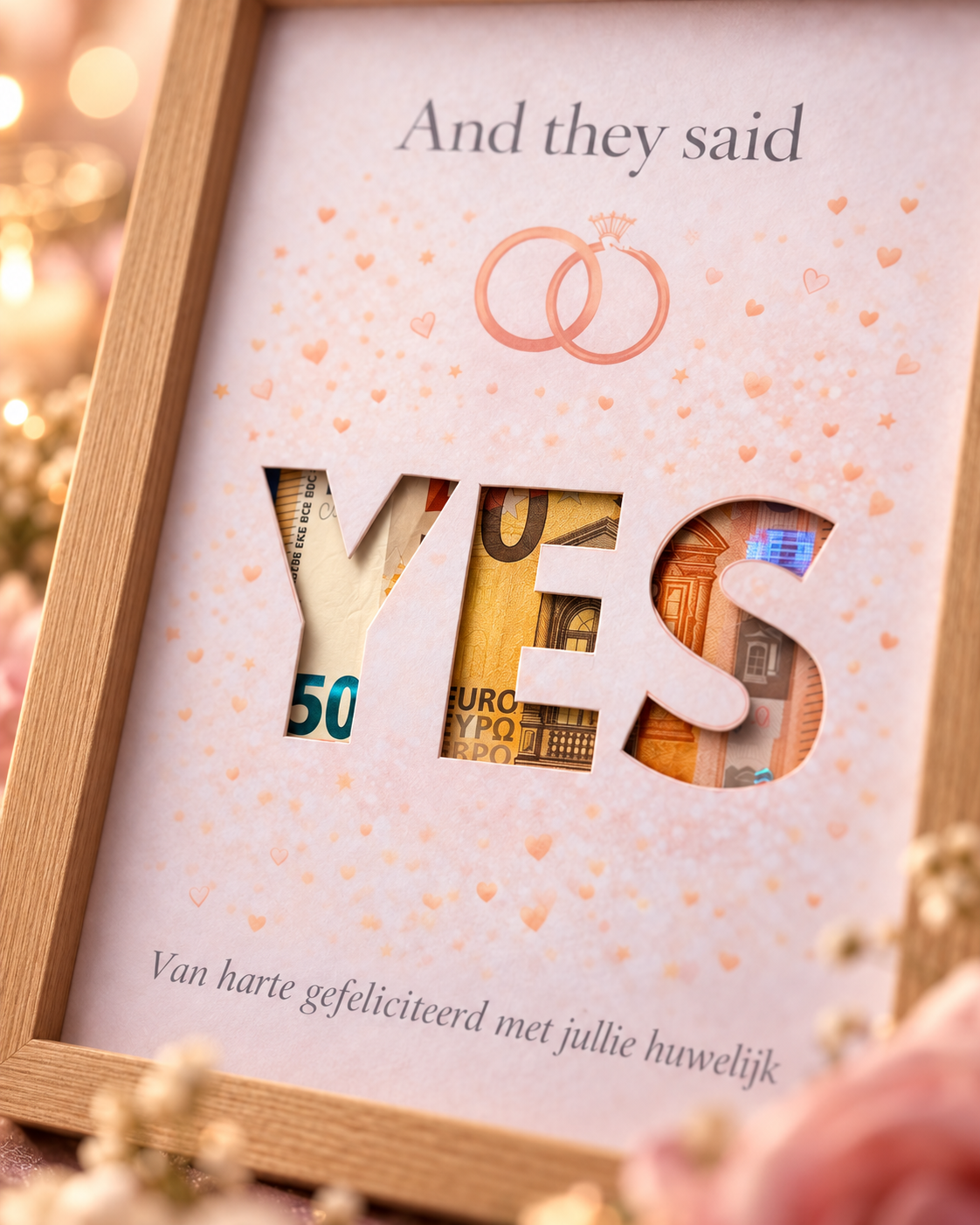 Bruiloft Geldcadeau DIY – YES - Huwelijkscadeau in Fotolijst