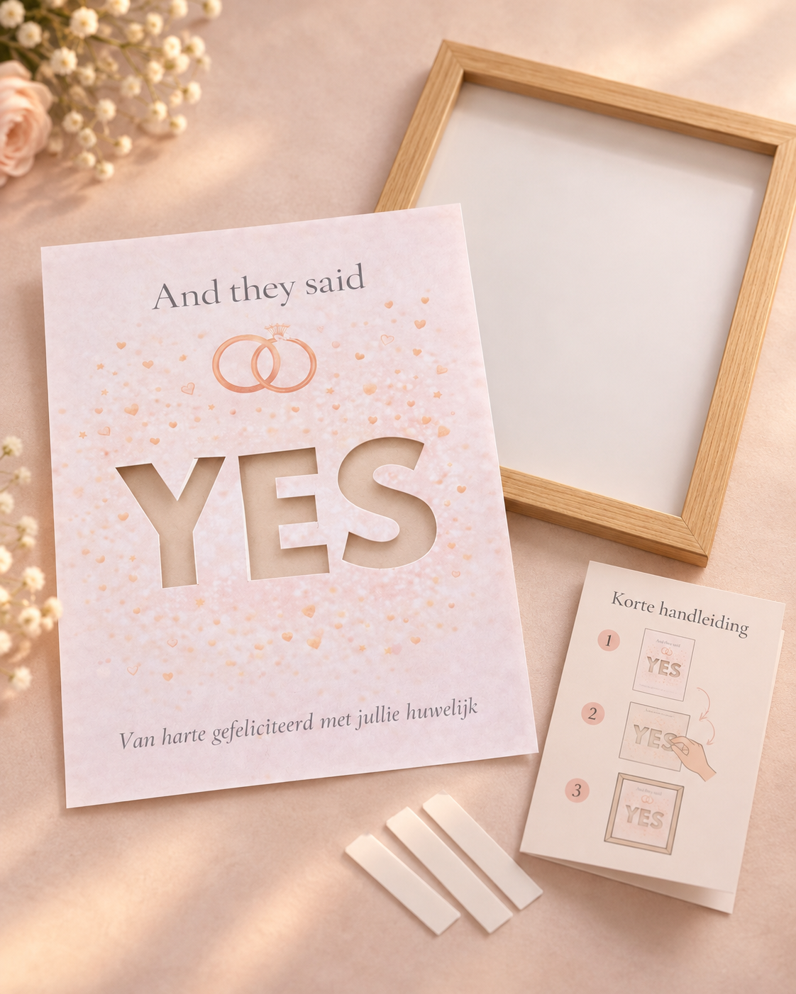 Bruiloft Geldcadeau DIY – YES - Huwelijkscadeau in Fotolijst