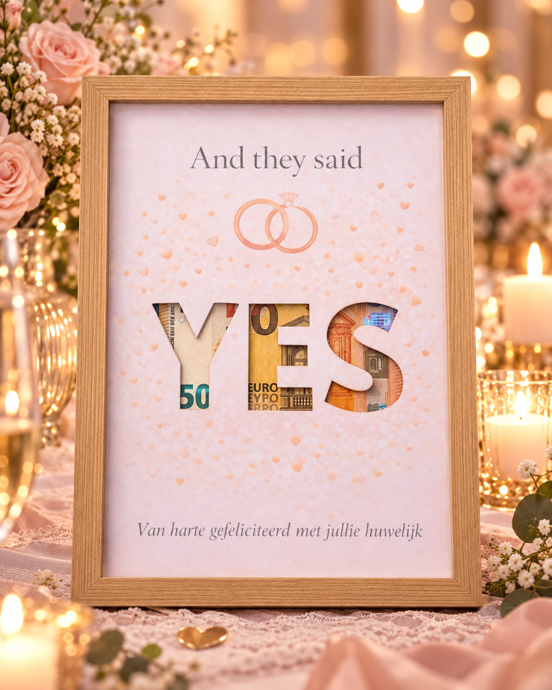 Bruiloft Geldcadeau DIY – YES - Huwelijkscadeau in Fotolijst