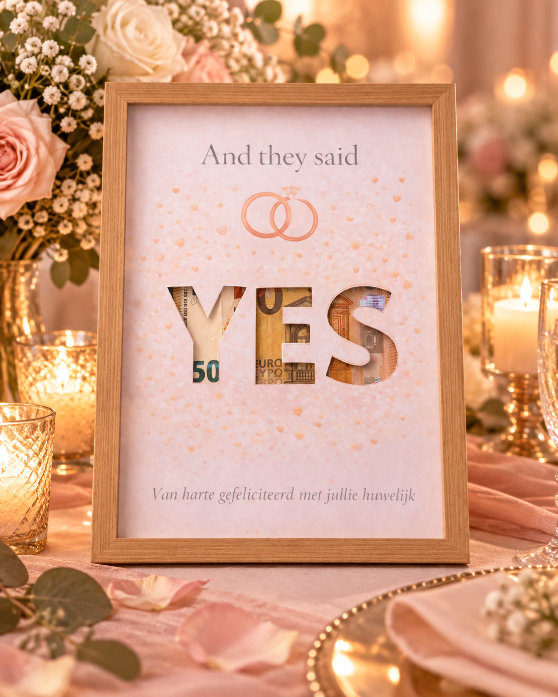 Bruiloft Geldcadeau DIY – YES - Huwelijkscadeau in Fotolijst