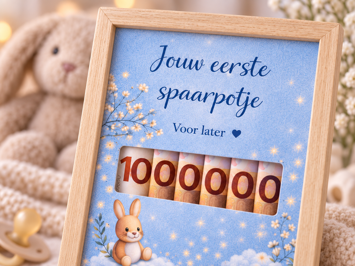 Geldcadeau Geboorte DIY Pakket – Jouw 1e spaarpotje – Blauw