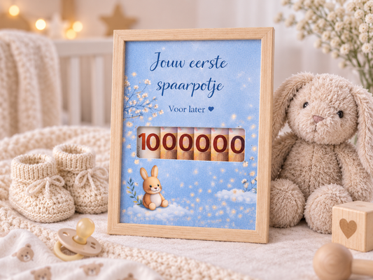 Geldcadeau Geboorte DIY Pakket – Jouw 1e spaarpotje – Blauw