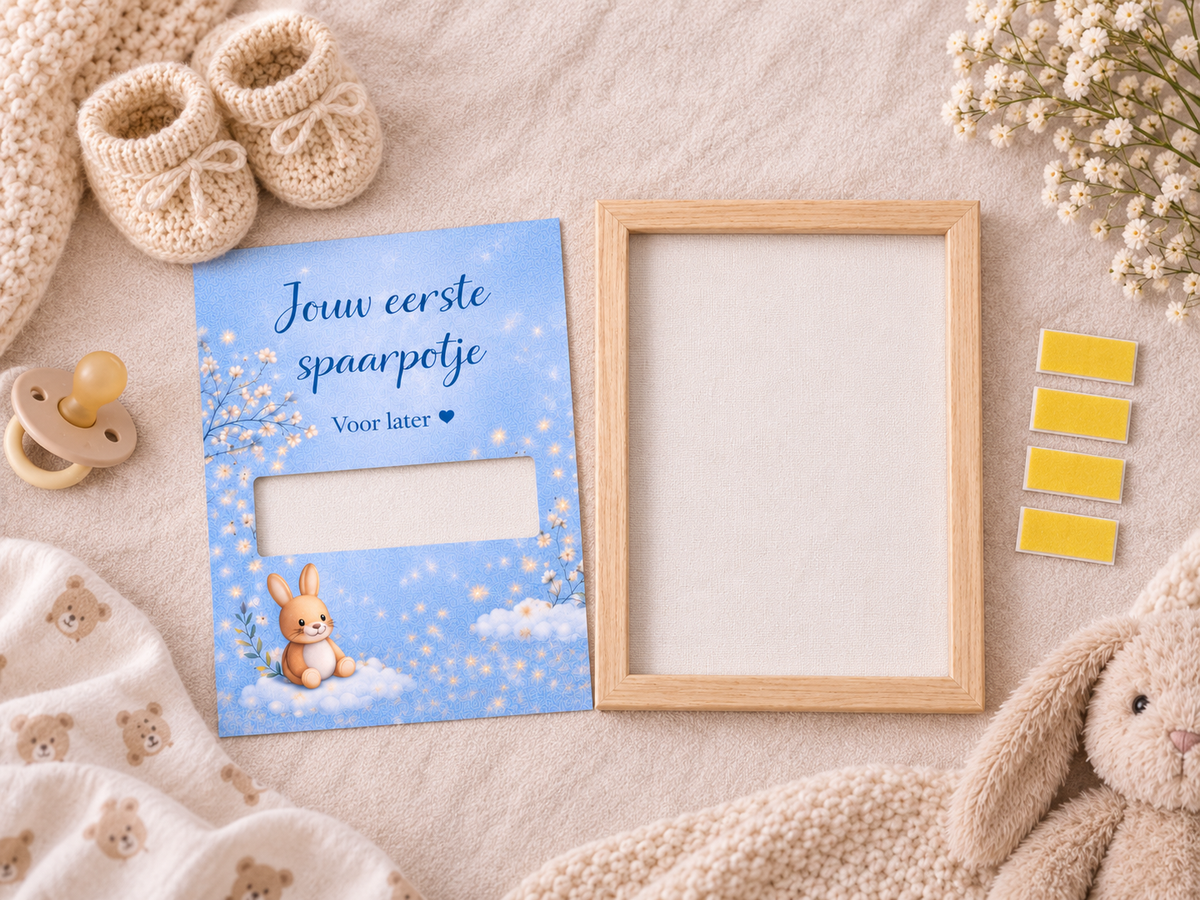 Geldcadeau Geboorte DIY Pakket – Jouw 1e spaarpotje – Blauw