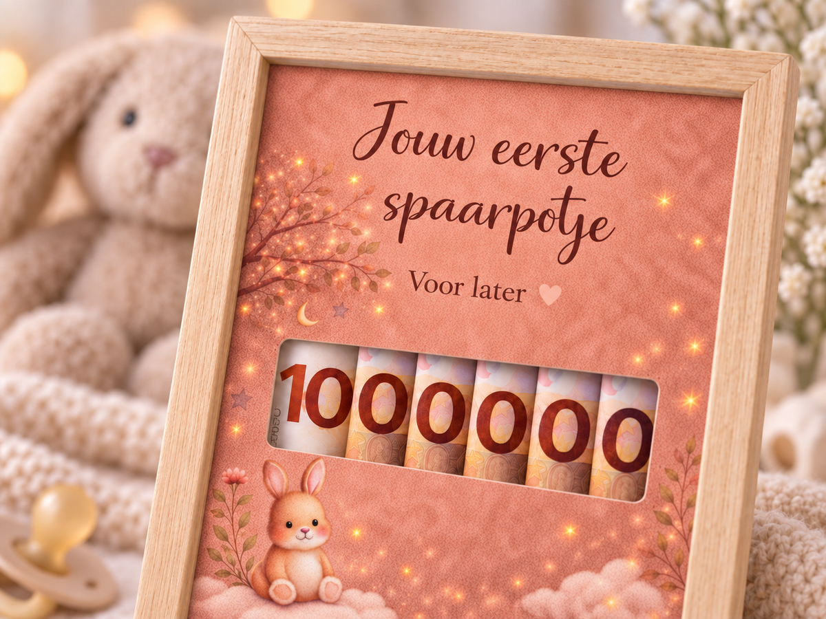 Geldcadeau Geboorte DIY Pakket – Jouw 1e spaarpotje – Roze