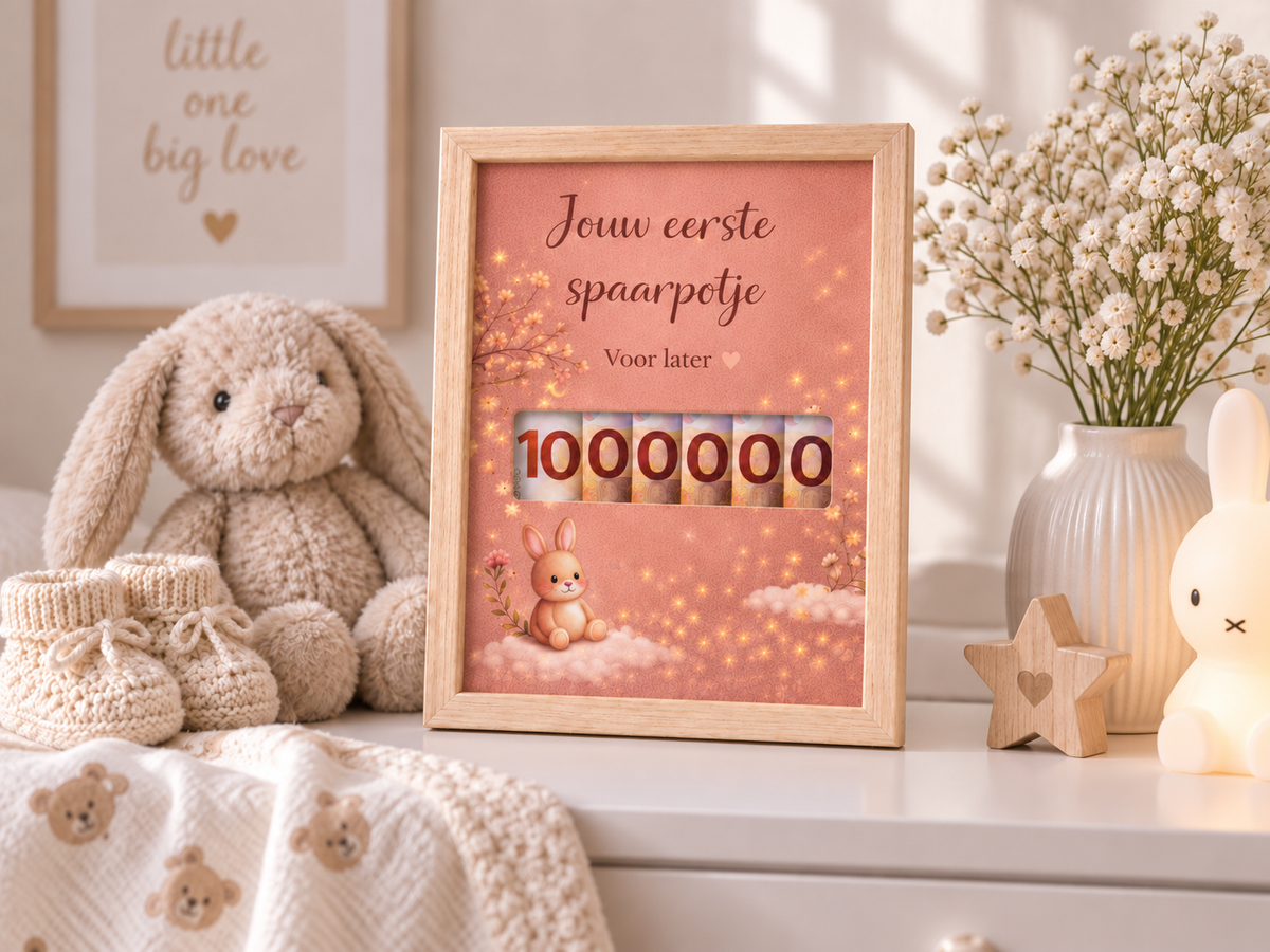 Geldcadeau Geboorte DIY Pakket – Jouw 1e spaarpotje – Roze