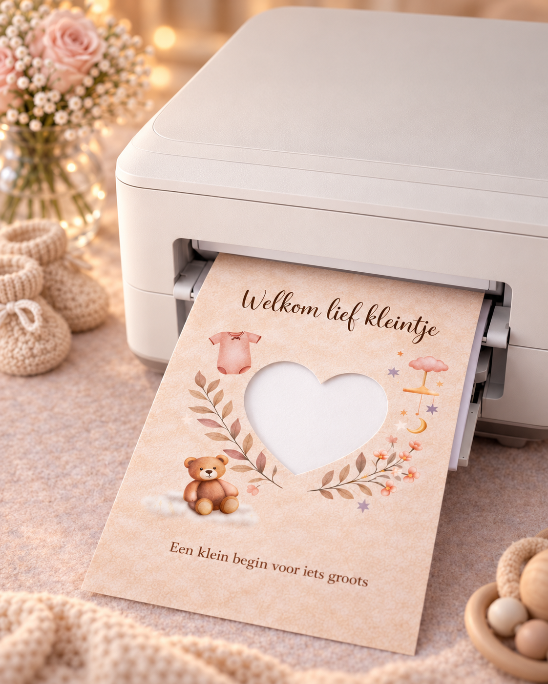 Last Minute Geboorte Geldcadeau – PDF Direct Download – Welkom lief kleintje – Beigebruin