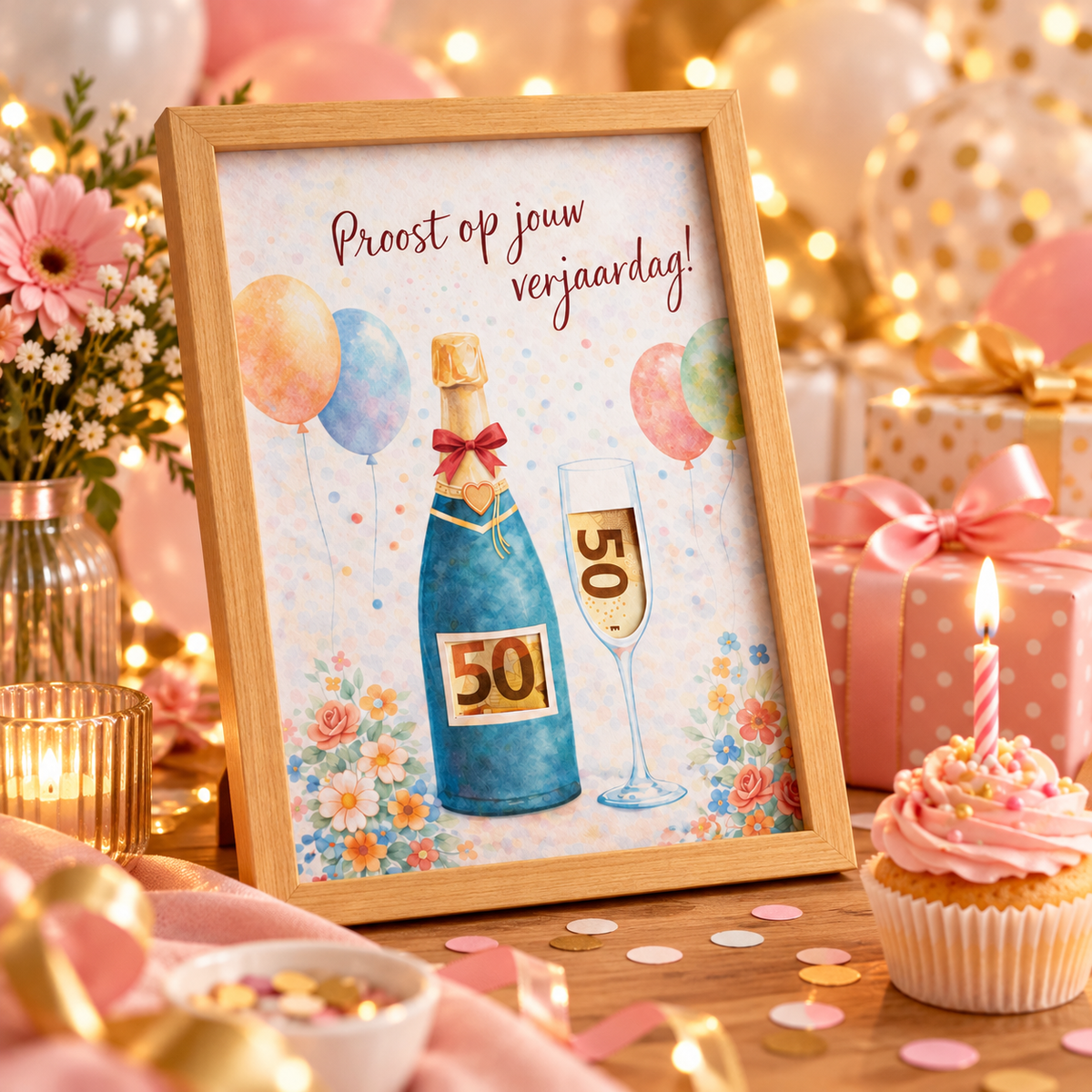Geldcadeau Verjaardag DIY Pakket – Proost op je verjaardag – Groene fles