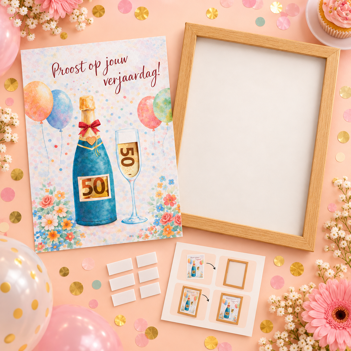 Geldcadeau Verjaardag DIY Pakket – Proost op je verjaardag – Groene fles