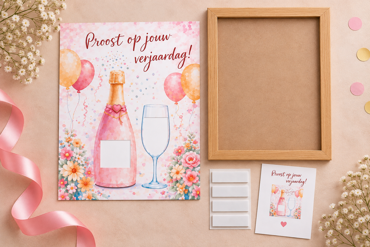 Geldcadeau Verjaardag DIY Pakket – Proost op je verjaardag – Rosé fles