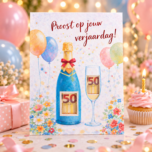 Last Minute Verjaardag Geldcadeau - PDF Direct Download  – Proost op je verjaardag – Groene fles