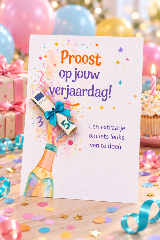 Last Minute Verjaardag Geldcadeau - PDF Direct Download – Proost op jouw verjaardag