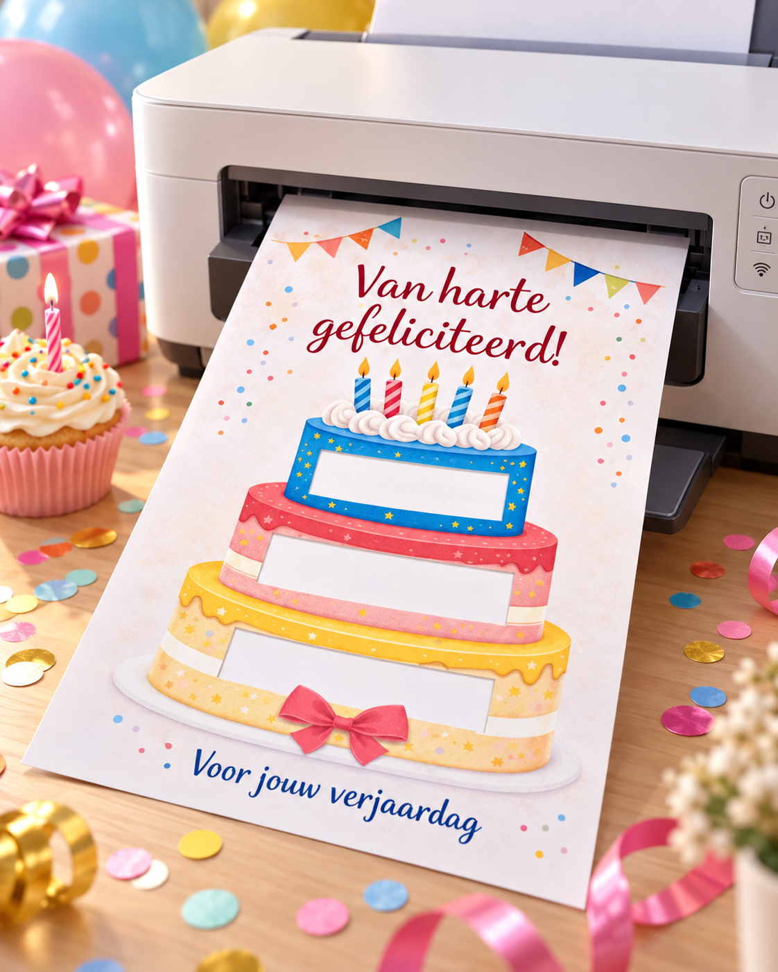 Last Minute Verjaardag Geldcadeau – PDF Direct Download – Taart met 3 lagen