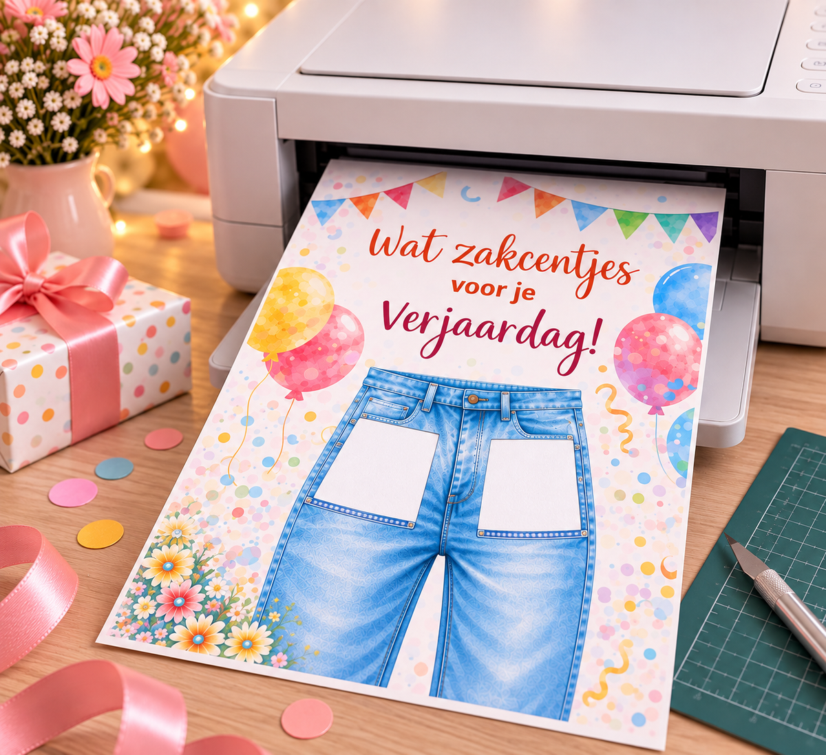 Last Minute Verjaardag Geldcadeau – PDF Direct Download – Zakcentjes voor je verjaardag (broek)