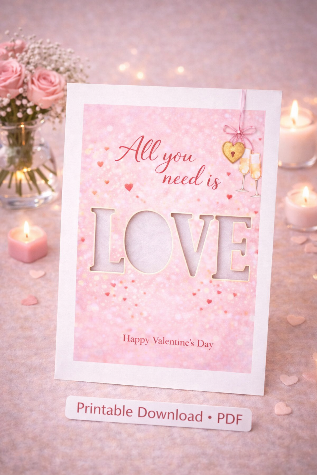 Valentijn Geldcadeau Printable PDF – All You Need Is Love | Direct Download