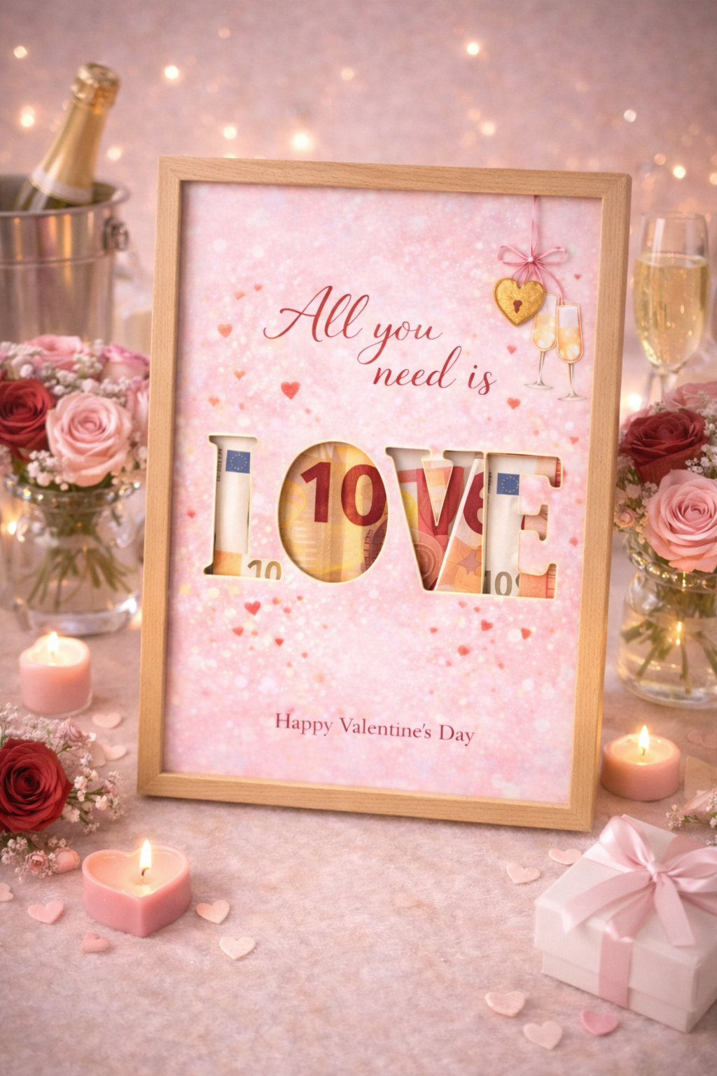 Valentijn Geldcadeau DIY Pakket – All You Need Is Love | Fotolijst Cadeau