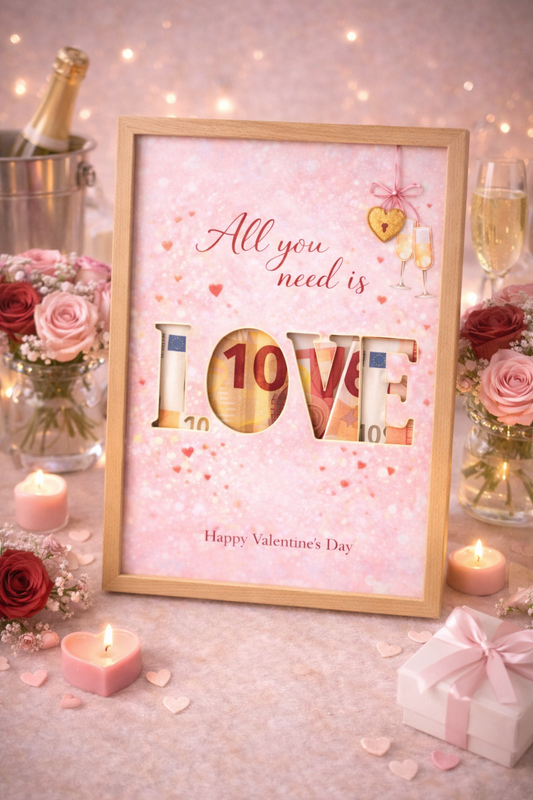 Valentijn Geldcadeau DIY Pakket – All You Need Is Love | Fotolijst Cadeau