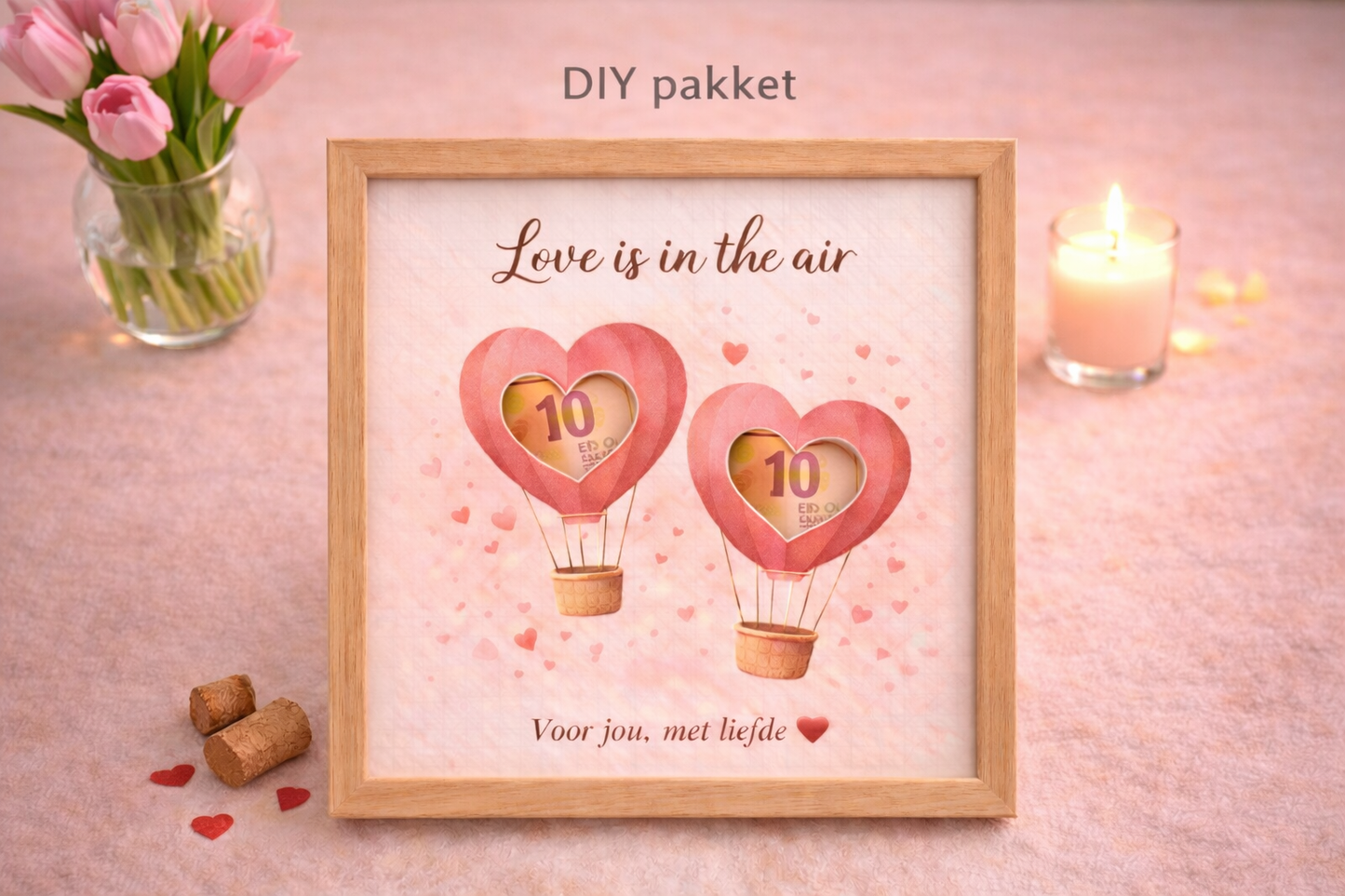 Valentijn Geldcadeau DIY Pakket – Love Is In The Air | Fotolijst Cadeau