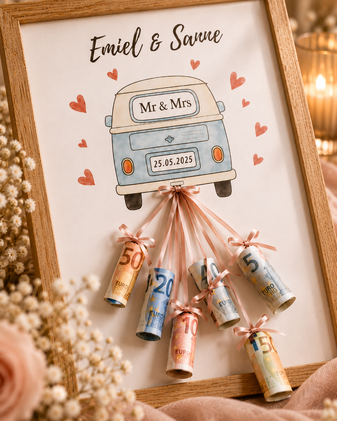 Bruiloft Geldcadeau DIY - Bruiloft Bus - Met Namen & Trouwdatum