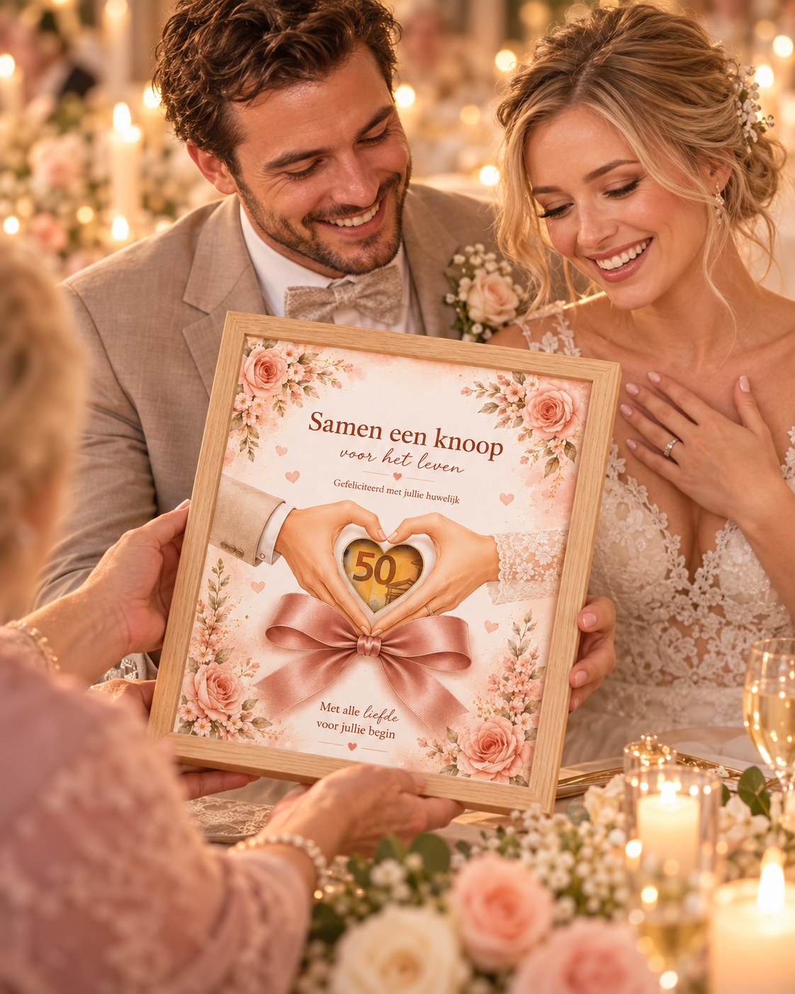 Bruiloft Geldcadeau DIY – Knoop voor het Leven - Origineel Huwelijkscadeau in Fotolijst