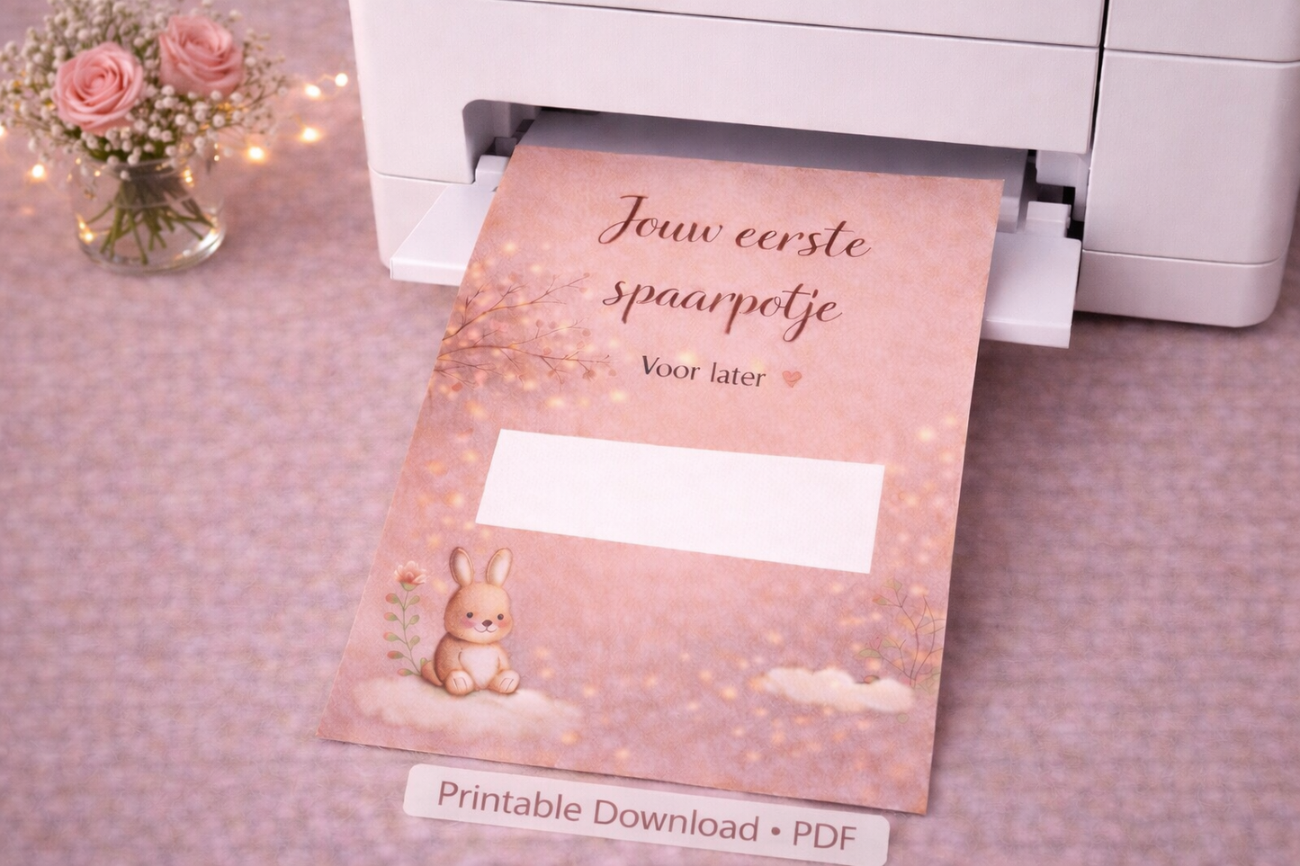 Geboorte Geldcadeau Printable PDF- jouw 1e spaarpotje ( roze) | Direct Download