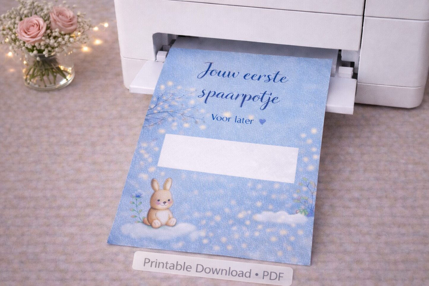 Geboorte Geldcadeau Printable PDF- jouw 1e spaarpotje ( blauw) | Direct Download