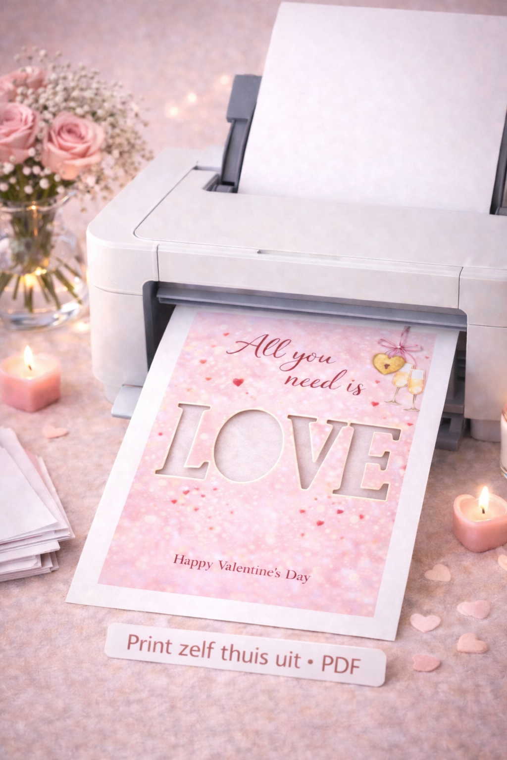 Valentijn Geldcadeau Printable PDF – All You Need Is Love | Direct Download