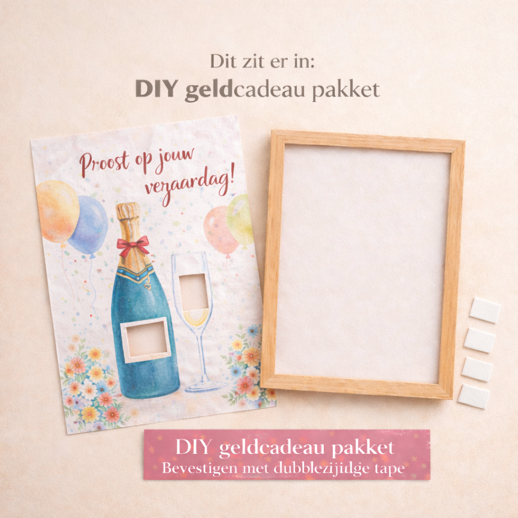 DIY Verjaardag Geldcadeau pakket – Proost op je verjaardag (groene fles)