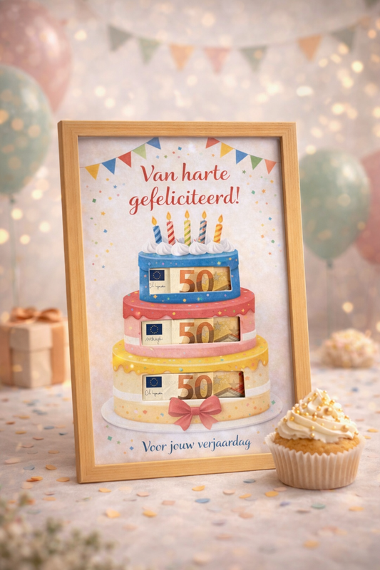 DIY Verjaardag Geldcadeau pakket – Taart met 3 lagen